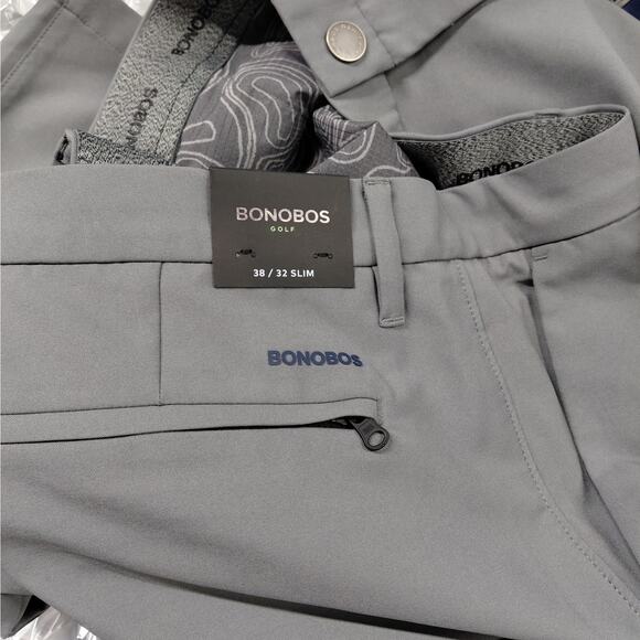 $129 NWT Bonobos Golf Pants 38x32 Slim Ash Grey Performance Athleisure Stretch - Picture 5 of 9